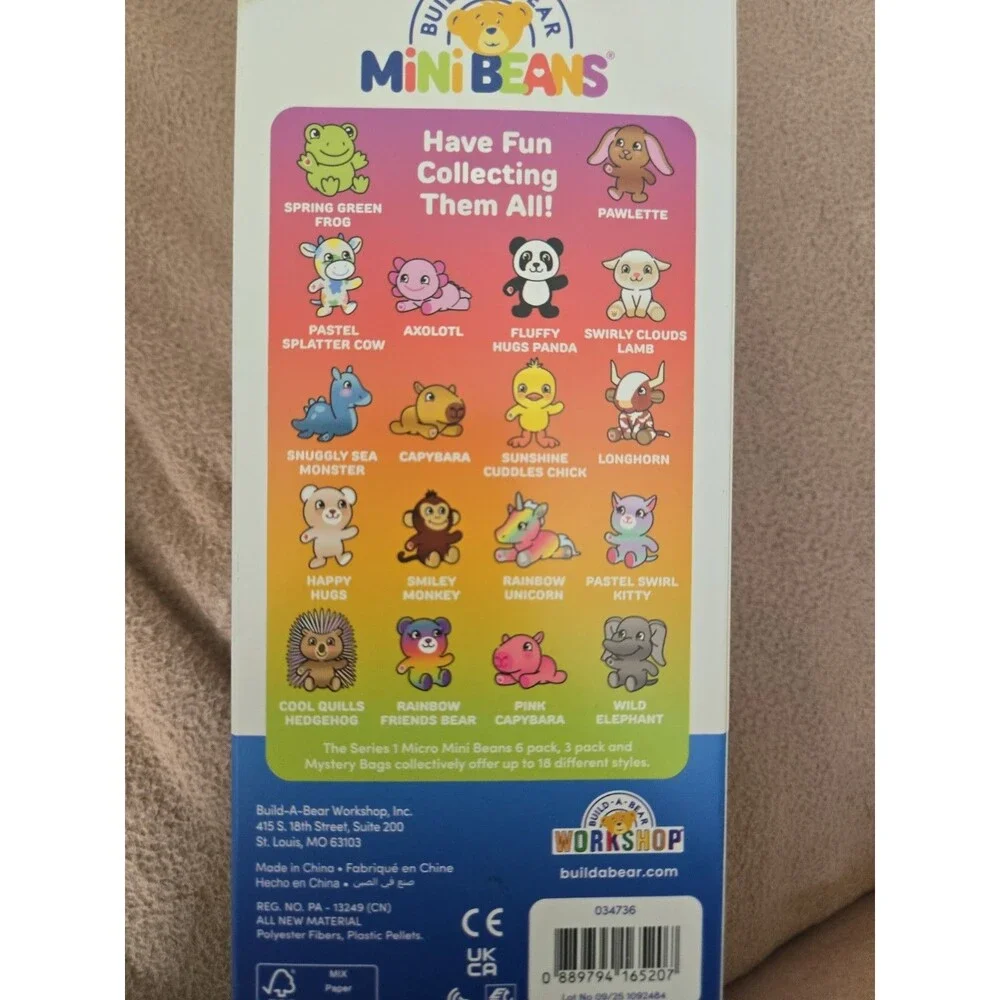 Build A Bear Micro MiniBeans Set- Pawlette, Spring Frog and Longhorn